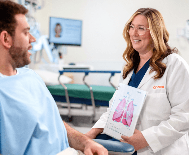 Optum WA doctor discussing lung health with a patient