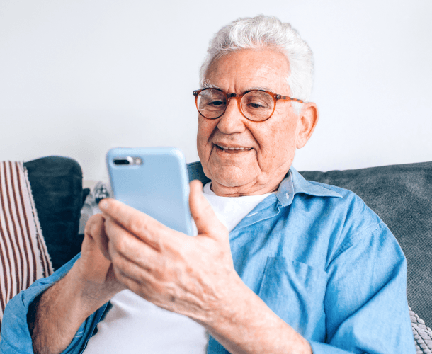 Woman using the Optum WA MyChart app on her smartphone for healthcare management