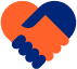 Heart-shaped handshake icon